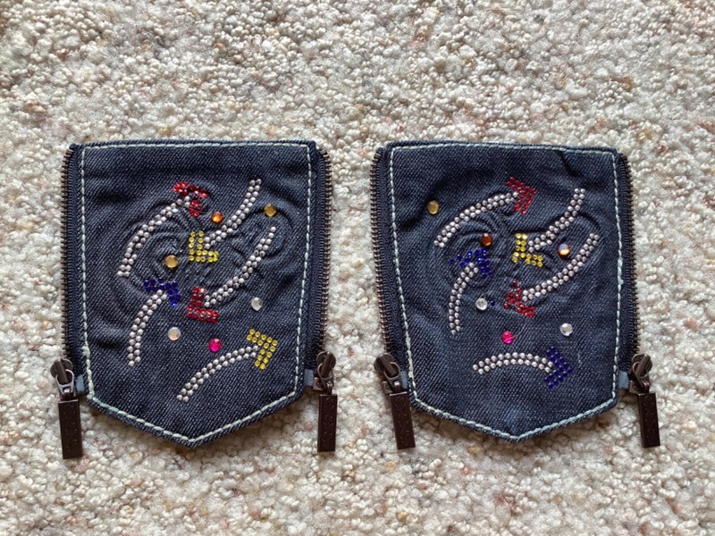 GRIDLOCK DENIM Interchangeable BACK POCKETS Zipper Extra Back Pockets JEANS #13