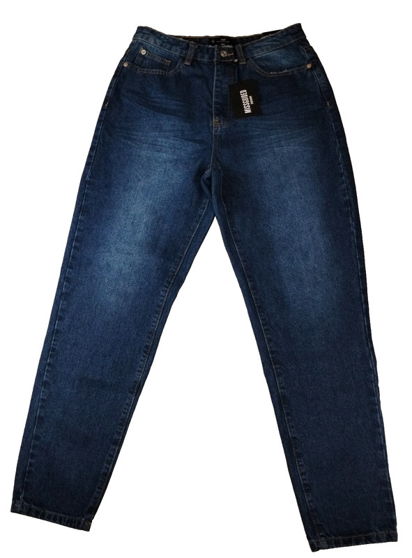 NWT Missguided High Rise Jeans Women Sz 8 Blue Mom Relaxed Fit Medium Wash Denim