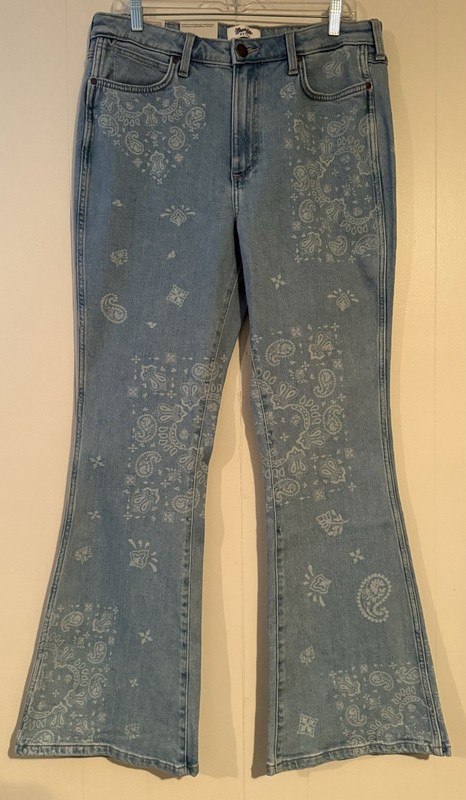 Wrangler Retro Bailey High Rise Flare Paisley Pattern Size 32×32