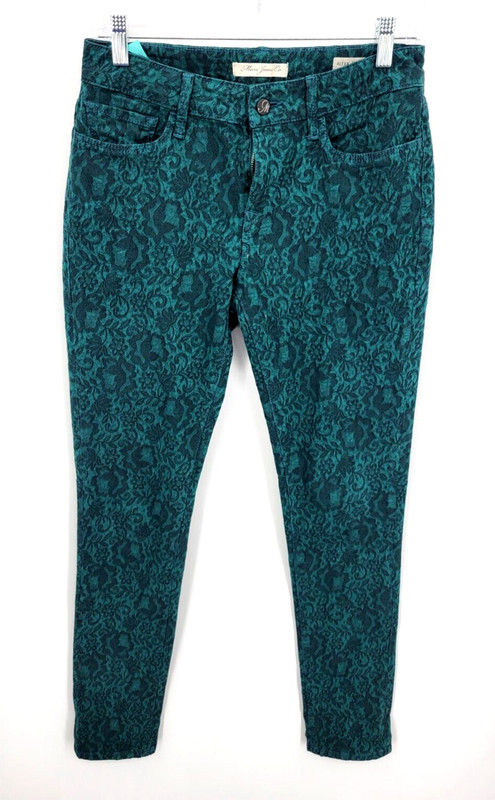 Mavi Jeans Womens 27/32 Alexa Mid Rise Skinny Green Floral Boho Festival Stretch