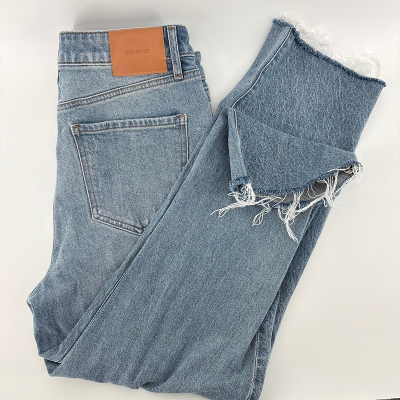 Express Women Straight Ankle High Rise Stretch Jeans Light Wash Size 8R