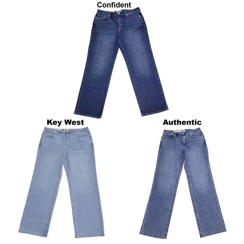 Seven7 Women’s High Rise Fitted Waist Loose Fit 5 Pocket Straight Jean