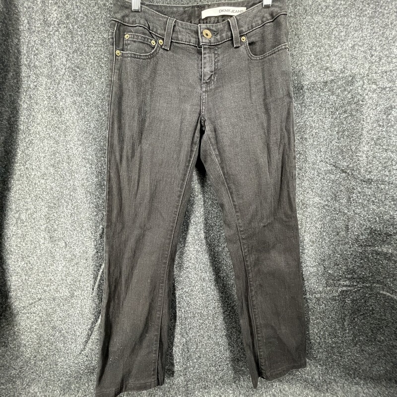 DKNY Jeans Size 4 Avenue B Wide Leg Black Wash 28 x 27 Denim Fall Winter