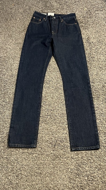 Levi’s Premium 501 High Rise Straight Jeans Dark Indigo Blue New With Tags 25×32