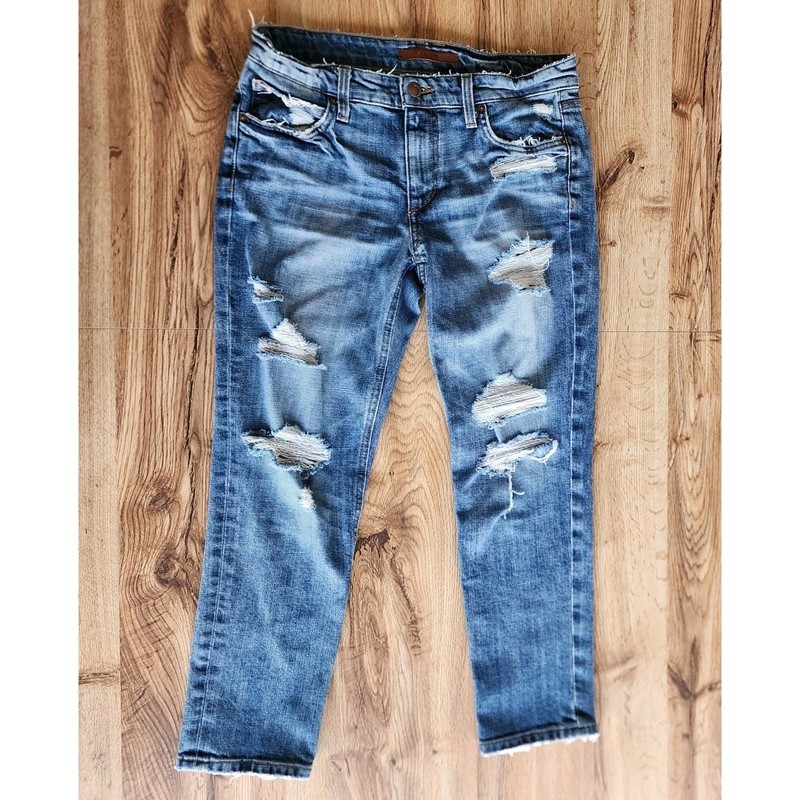 Joe’s Jeans Slim Crop Distressed Blue Pockets Stretch Size W 26
