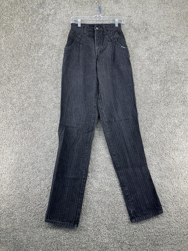 Vintage Rocky Mountain Jeans Fits 28×36 Black High Waisted Bareback 90s USA Made