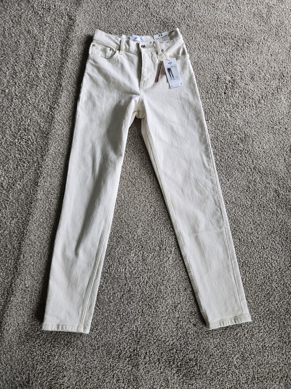 New MNG Mango Mom Jeans Tapered High Rise Stretch Denim Women Size 32