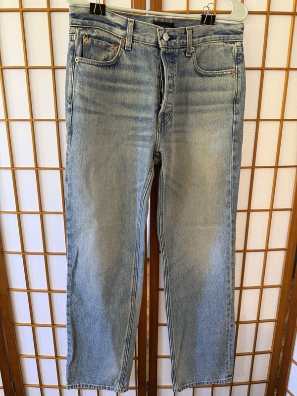ALEX MILL Women’s Light Wash Mid Rise Relaxed Straight Jeans 100% Cotton
