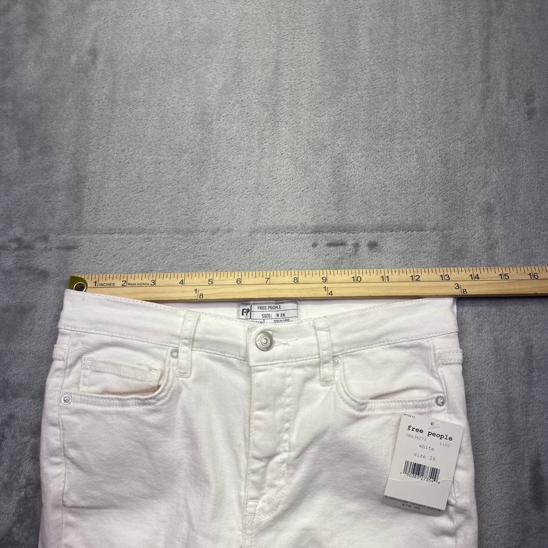 Free People White Distressed Skinny Jeans High Rise Blown Out Knee Sz 26 NWT gallery