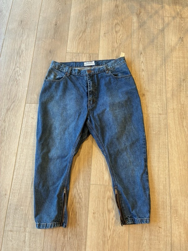One Teaspoon Kingpins Drop Crotch Jeans Ankle Crop Zip Baggy Medium Wash Size 28