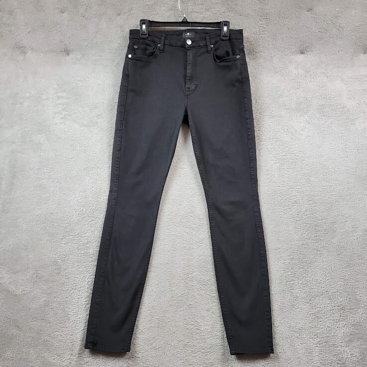 7 For All Mankind Jeans Womens Measures 30X30 Black High Waist Skinny Stretch