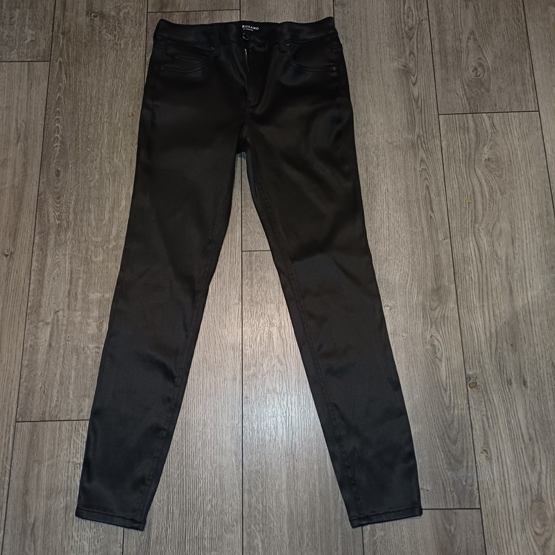 NEW MARCIANO LOS ANGELES BLACK THICK SATIN LOOK SKINNY STRETCH JEANS W28 L30