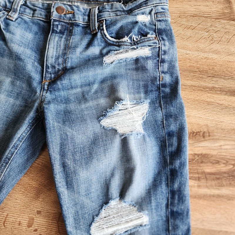 Joe's Jeans Slim Crop Distressed Blue Pockets Stretch Size W 26 gallery