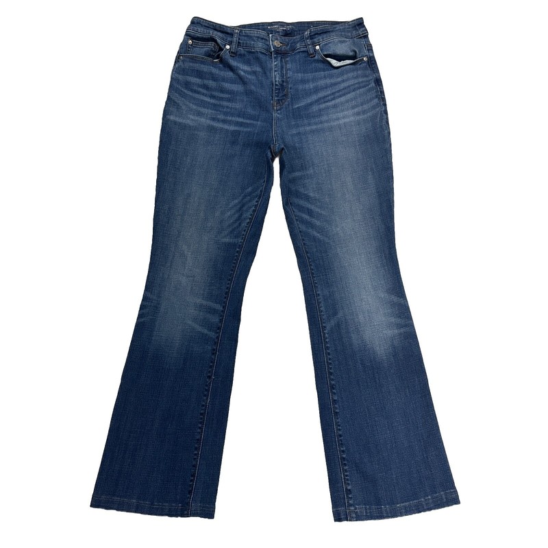 Chico’s Jeans Womens 10R Bootcut Blue Denim Faded Stretch Western Work 32×29
