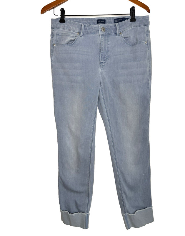 J. Jill Denim Cropped Jeans Authentic Fit Light Wash Cuff Hem Mid Rise Size 8