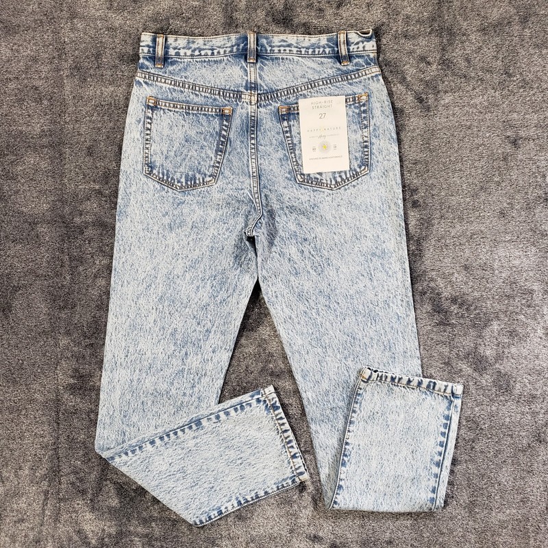 NWT Happy X Nature By Kate Hudson High Rise Straight Jeans Sz 27 Acid Button Fly gallery