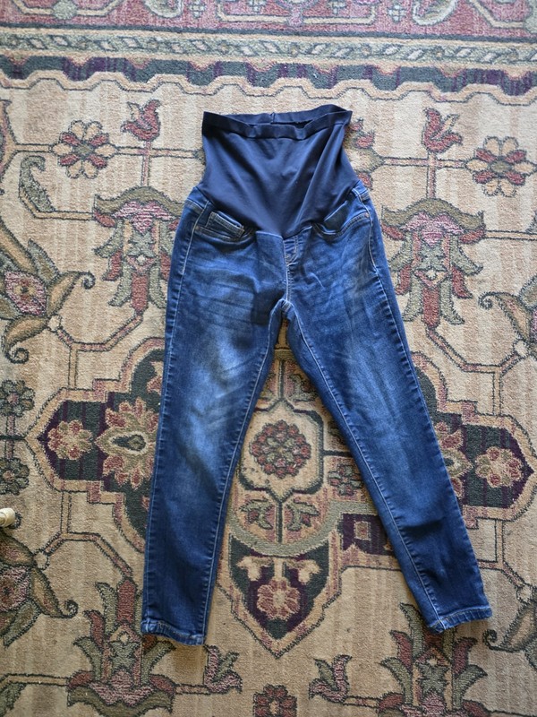 Women's Maternity Blue Medium Wash Stretch Denim Jeans w/ Belly Panel 5-Pocket
