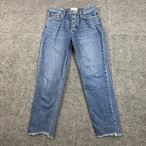 Current Elliott Straight Leg Jeans Blue Medium Wash Raw Hem Button Fly Size 29