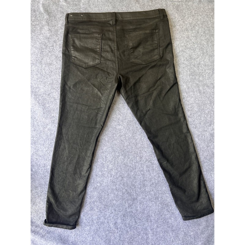 Loft Modern Skinny Coated Jeans 16 Black Leather Look Waxed Finish