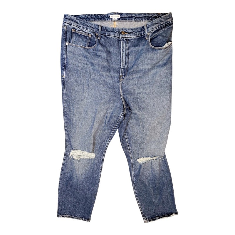 Good American Distriessed Curve GCL220T good Classic Indigo Jeans 22 Waist 42″