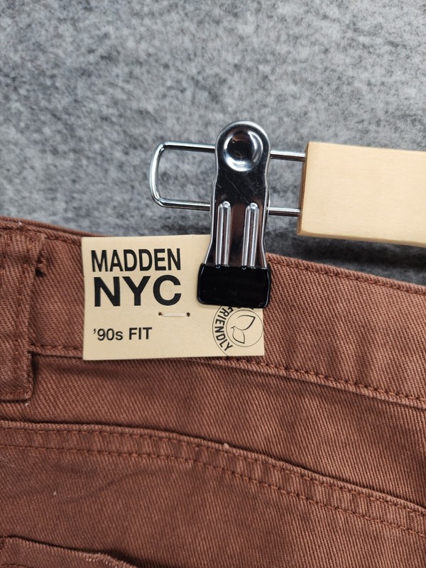 Madden NYC Jeans Womens Juniors 15 Distressed Brown Denim 90's Fit gallery