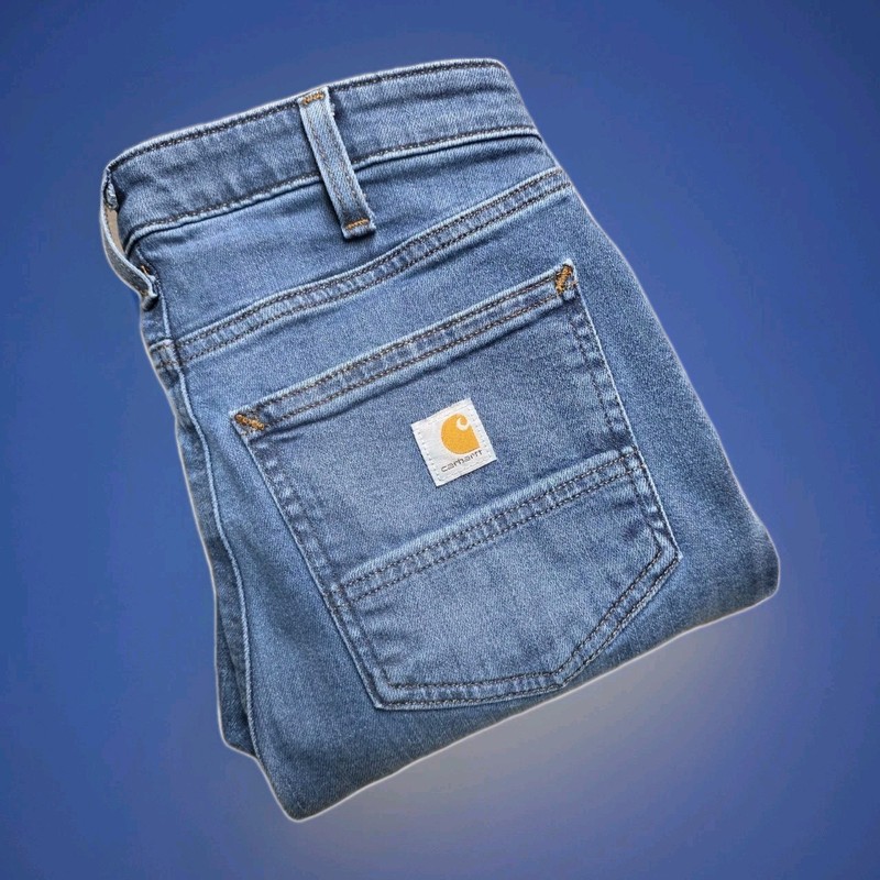 CARHARTT BD5105-W Slim Fit Stretch Med Wash Denim Jeans – Women’s Size 4-Short