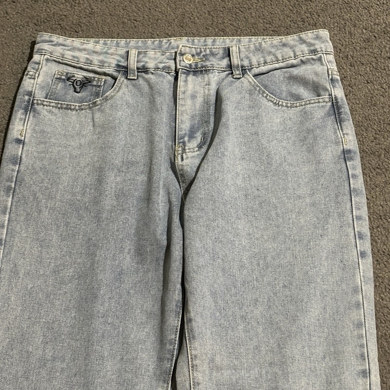 UNBRANDED Jeans Women Sz 34 Lite Blue Y2K Mom Fit Relax Loose Denim Straight Leg