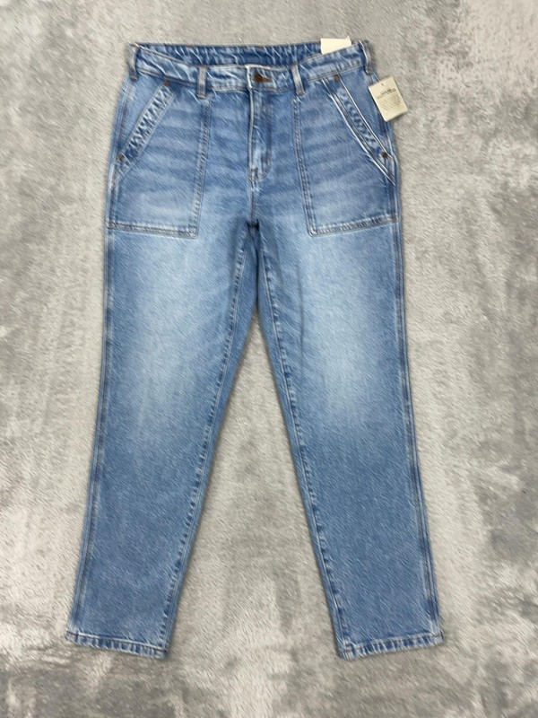 Duluth Trading Mid Rise Stovepipe Jeans Womens 12 Long Blue Stretch Denim