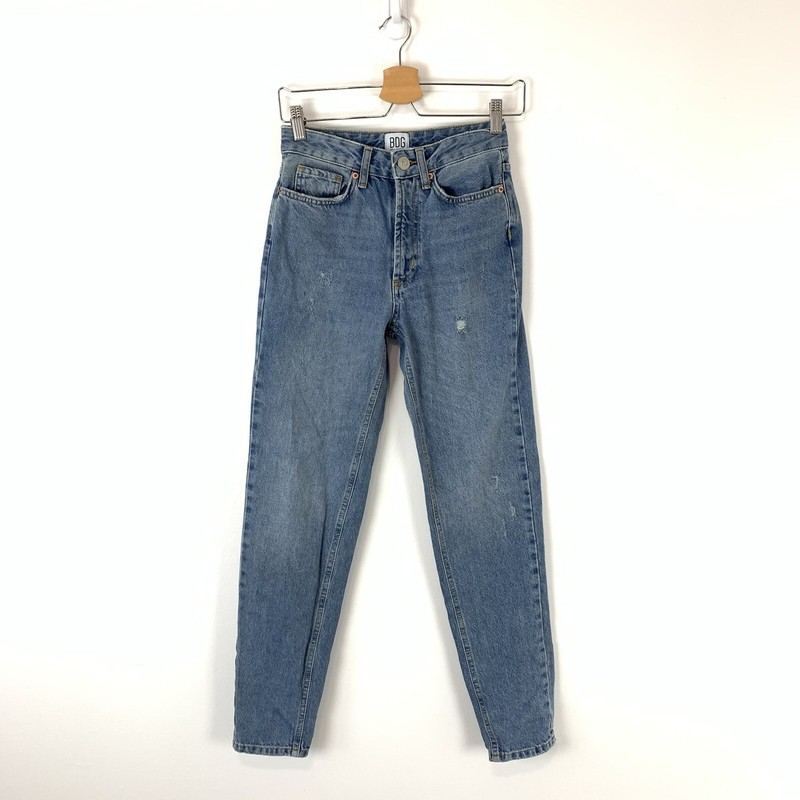 BDG Jeans Womens Size 24 Blue Mom High Rise Distressed 100% Cotton Casual