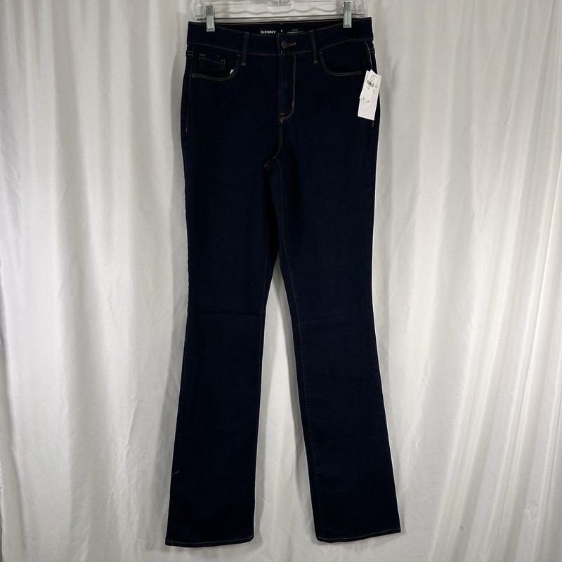 New Old Navy Kicker Boot Cut Jeans Women’s 6 Tall Dark Wash Blue Denim Mid Rise