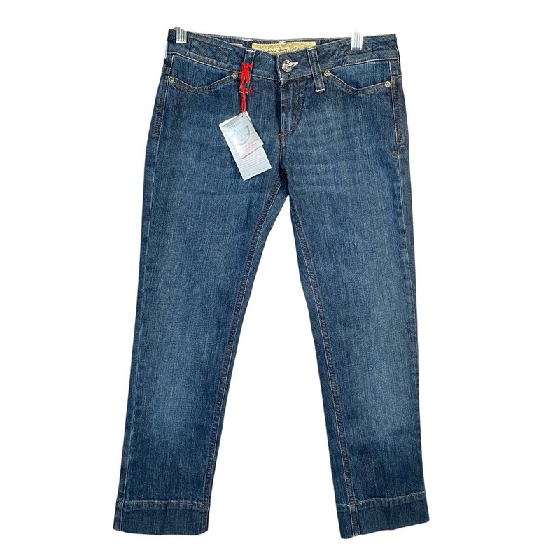 Jacob Cohen Japanese Denim Low Rise Straight Crop Jeans Women 28 Handmade Italy