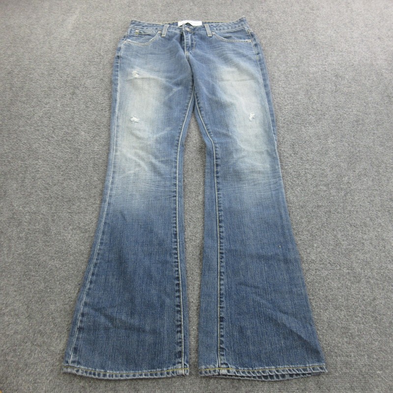 Paper Denim & Cloth Jeans Womens 29 Medium Wash Blue Mid Rise Flare Distressed