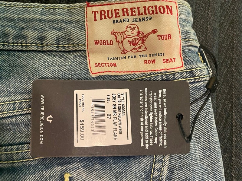 True Religion Joey Boot cut 100% Cotton Jeans NWT 27 gallery