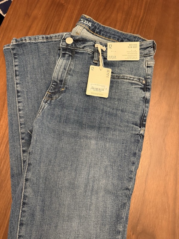 ANA Women's Jeans Size 12 Slim Boot Cut Mid Rise Stretch - Deep Ocean