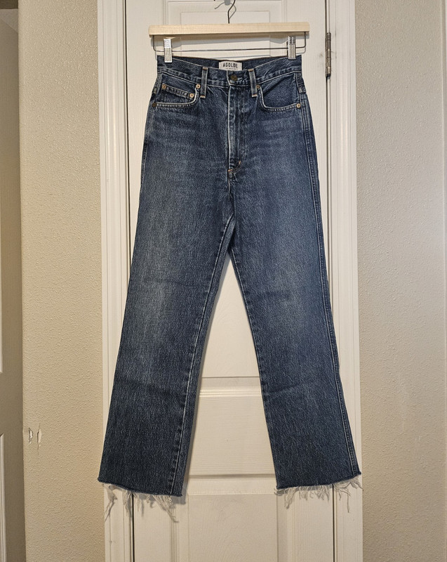 AGOLDE Women's Blue Denim Straight Leg High Rise Jeans 100% Cotton 5-Pocket