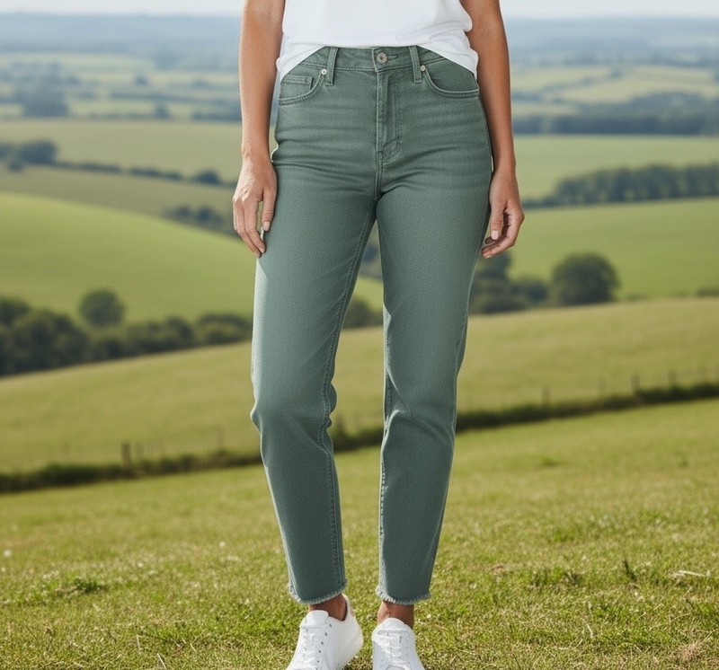 NYDJ Jeans Womens 18 Green Alina Ankle Skinny Lift Tuck Stretch Raw Hem Denim