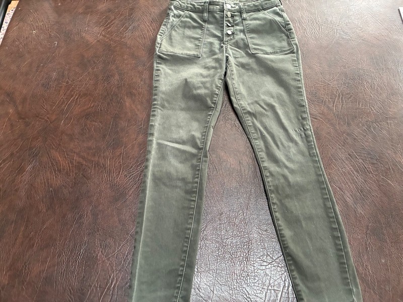 Size 4 27R UNIVERSAL THREAD Skinny Jeans High Rise Army Green Button Fly 26×27