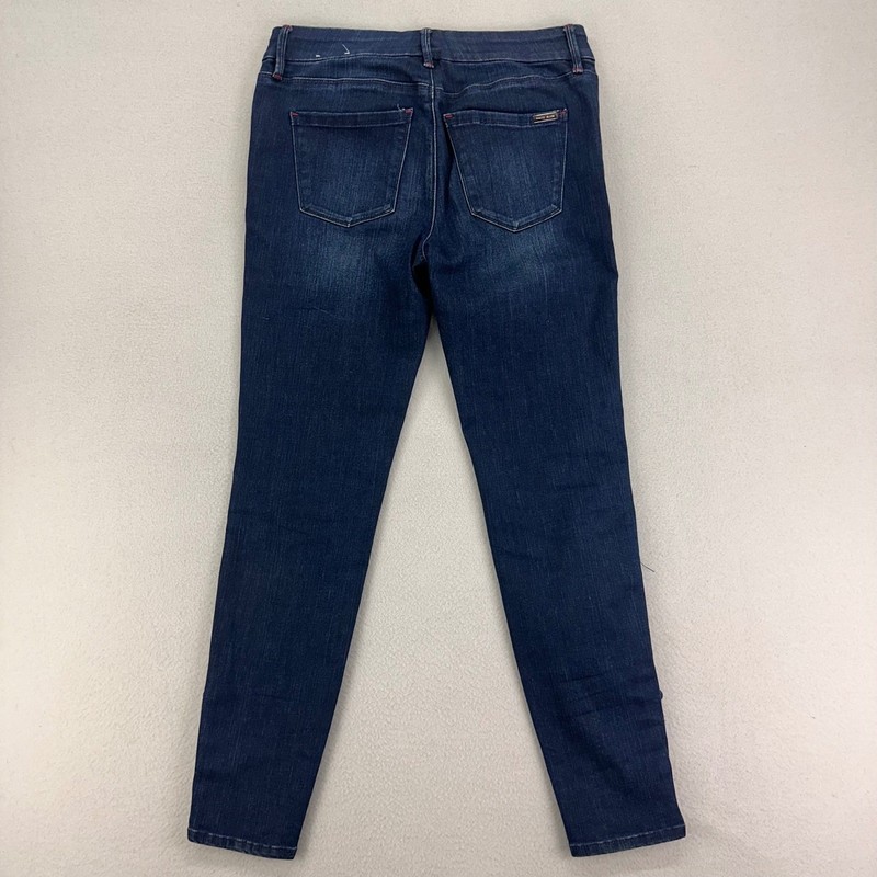 WHBM The Skinny Ankle Jeans Womens 2 Blue Mid Rise Stretch Buttons Career gallery