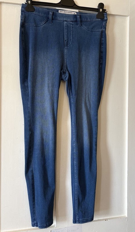 Next Blue Stretch Jersey Denim Mid Rise Legging Jeggings UK8 Short L26"