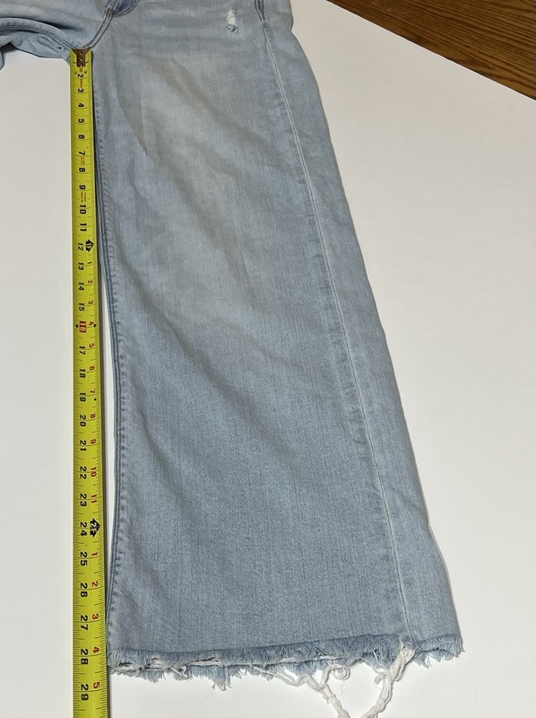 American Eagle Super High Rise Baggy Wide Leg Blue Jeans 0 Short (28x28) gallery