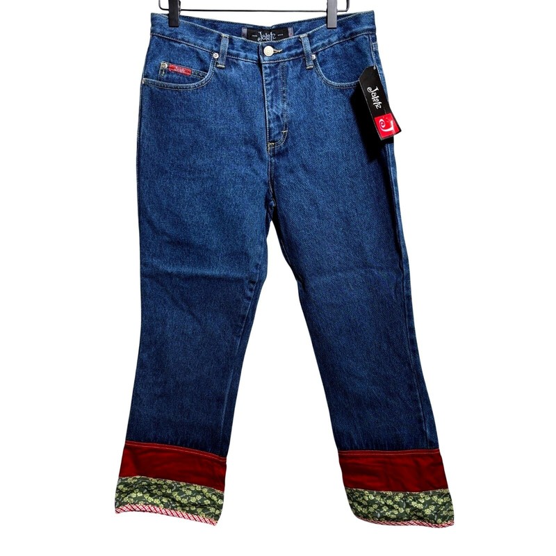 NWT VTG Y2K Jeans Artsy Boho Patchwork Retro Deadstock Mid Rise Size 7/8 Hippie