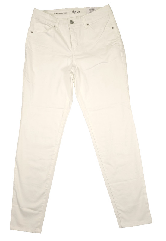 Style & Co Curvy Skinny Leg Mid Rise Slimming Pocket Bright White Size 6