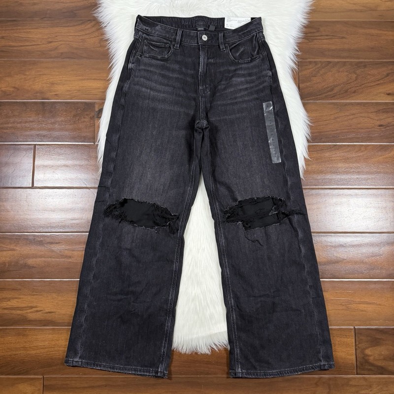 American Eagle Women’s Size 4 Short Dreamy Drape Baggy Wide Leg Denim Jeans