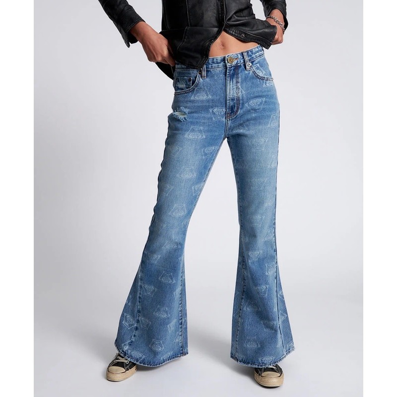 One Teaspoon Marines Mid Waist Flared Denim Jeans - Medusa Sz:28X32 Ret$180 NWT gallery