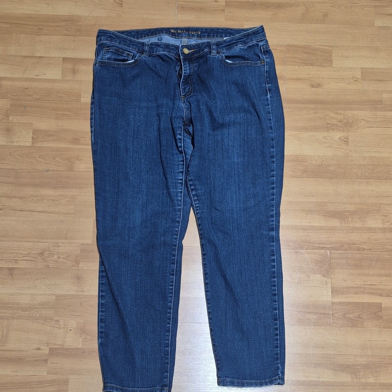 Michael Kors Women’s Skinny Jeans Blue Denim, Button Logo Accent, sz.12