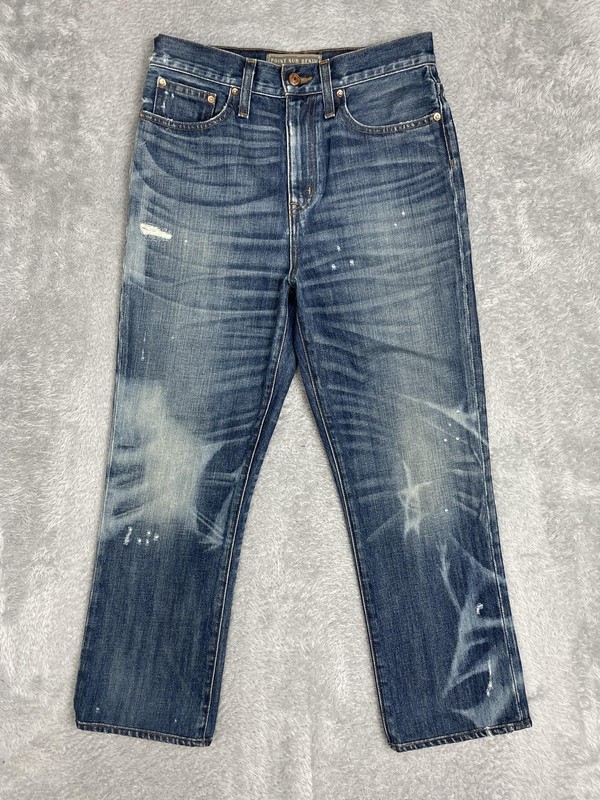 Point Sur Straight Jeans Womens 28 Blue Medium Wash High Rise Distressed Crop