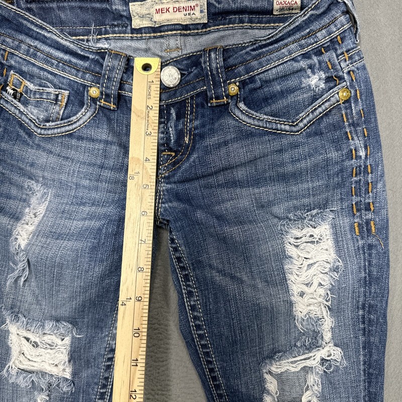 MEK Jeans Womens 25x34 Low Oaxaca Cigarette Cowgirl Rodeo Western Ripped Denim gallery