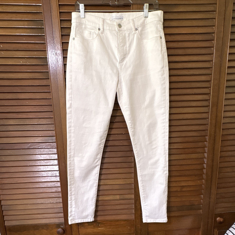 LOFT Women’s White Skinny Stretch Denim Jeans 5-Pocket Mid Rise Size 6/28