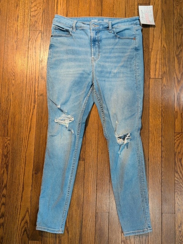 Old Navy 360 Stretch Extra Hi Rise Rockstar Super Skinny Slim Pockets Womens 14