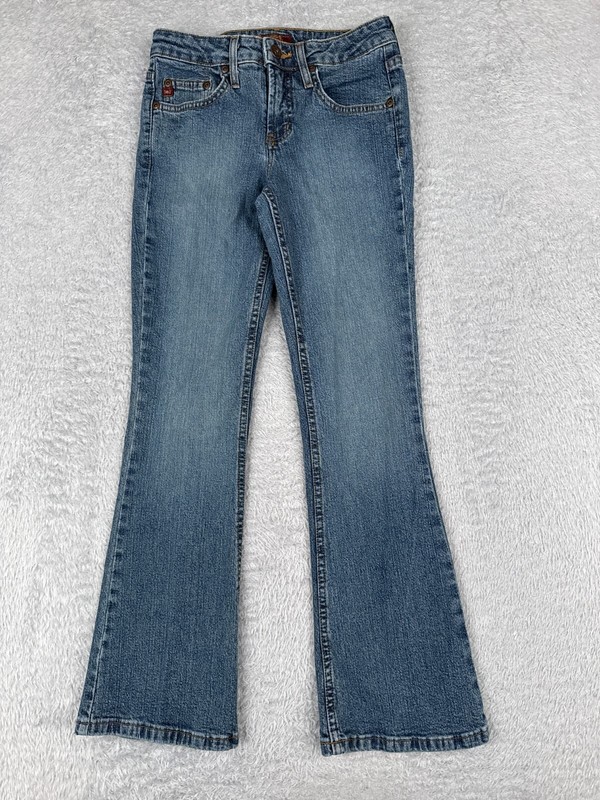LEI Pants Juniors 5 Blue Denim Jeans Flared Cotton Low Rise Cotton Blend 27x30